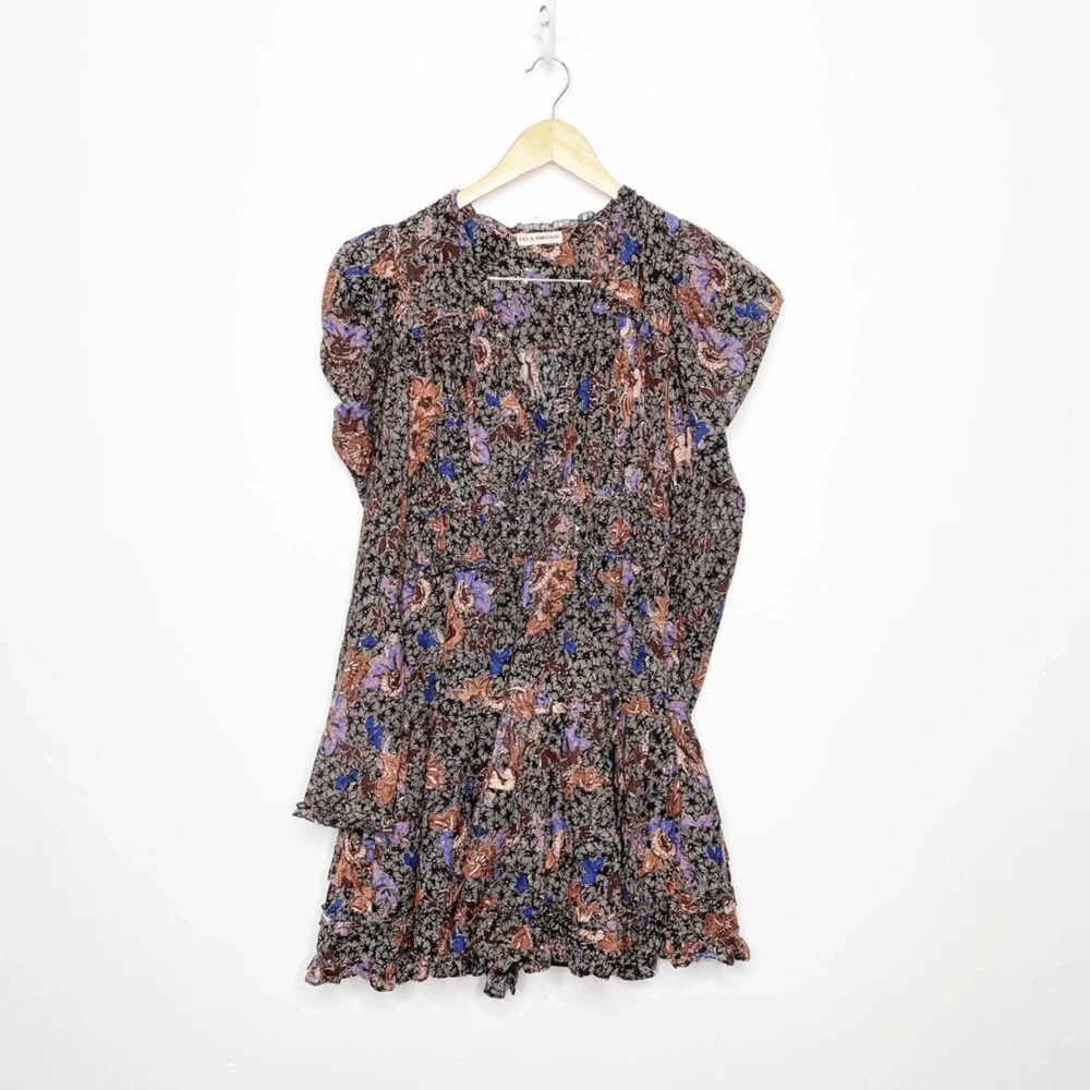 ULLA JOHNSON Julie Dress Jet Floral Long Sleeve Puff Shoulders Cotton womens 4 - Picture 2 of 12